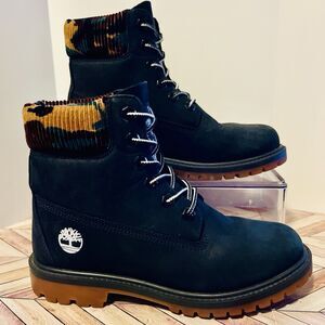 Timberland 6" Heritage Warm Lined Women's 5.5 Boot Black Camo Waterproof A2M7T